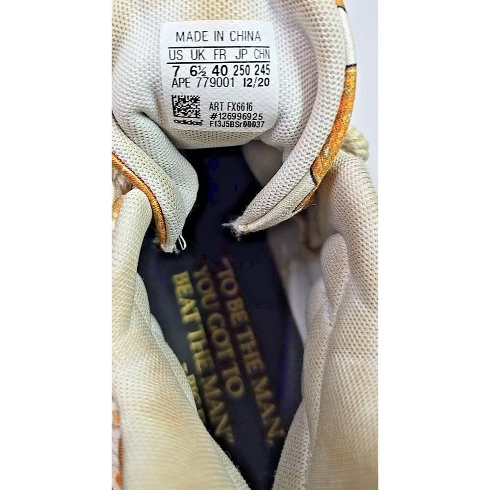 "WOOOOO" Size 7 - adidas FX6616 Ric Flair X Dame 7 White Gold Metallic Pre Owned - Picture 8 of 10